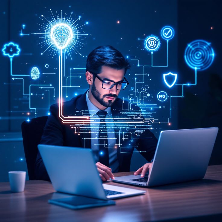 Illustration of startup launching from a tablet